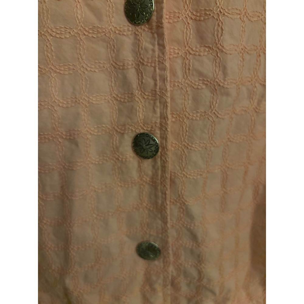 Life Style Woman Pink Cotton Embroidered Button Front Jacket 3/4 Sleeve Size 1X - Picture 2 of 8